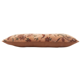Kussen 30x70cm bloemen camel