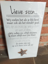 Tekstbord - Lieve zoon