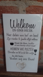 Tekstbord - Welkom in ons huis