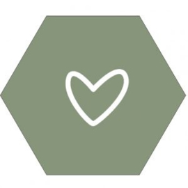 Muur hexagon hart olijfgroen