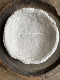 Papier-maché schaal, eigen label, kalk wit