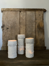 Windlichten met covers, set van 3, kleur warm grijs
