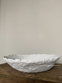Papier-maché schaal, eigen label, wit