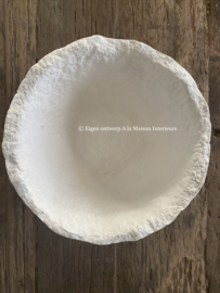 Papier-maché kom, eigen label, kleur wit