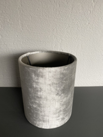 Cilinder lampenkap velvet, kleur gemstone zilver ( 17,5 x 15 )