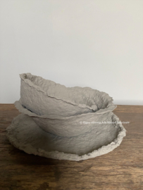Papier-maché schaaltjes, set van 3, eigen label, kleur klei