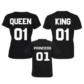 T-shirt King, Queen & Princess + rugnummer