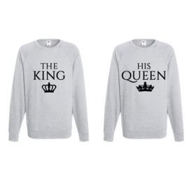Sweater The King & His Queen + Kroontje (Grijs)