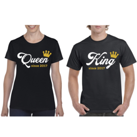 T-shirt King & Queen since + Kroon