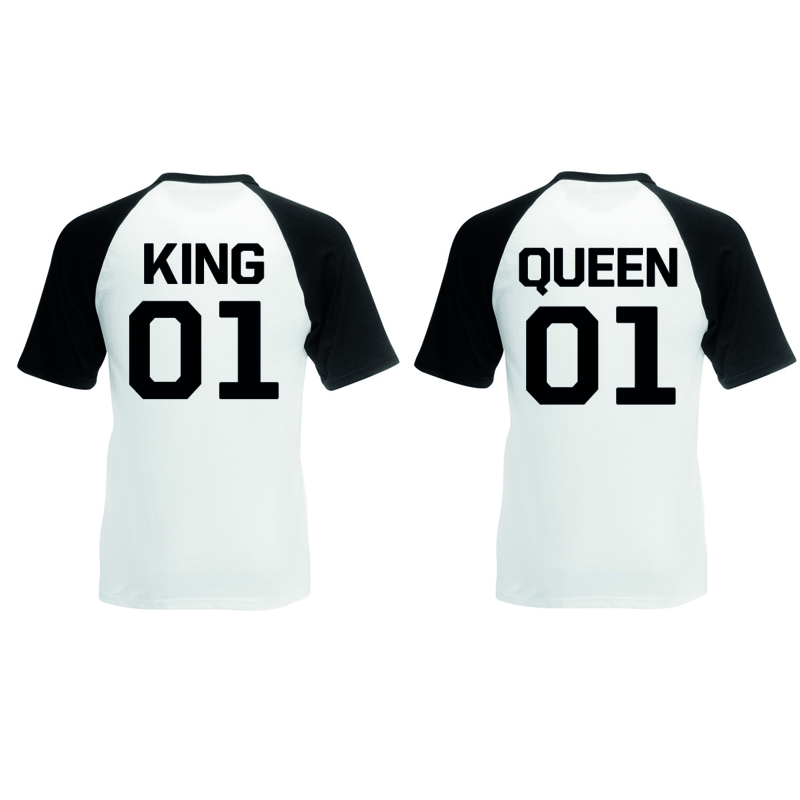 T-shirt King & Queen + Rugnummer (Zwart/Wit)