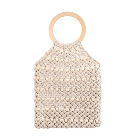 Tas beads zwart, camel of beige