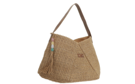 Sorrento geweven hobo schoudertas met bagcharm