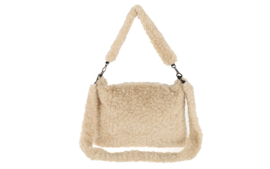 Chita schoudertas van faux fur – taupe en naturel