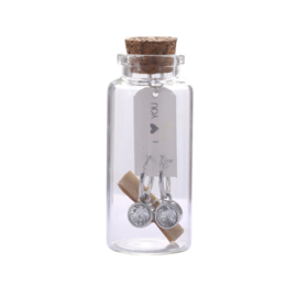 Giftset oorbellen in flesje "I love you"