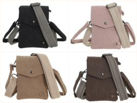 Telefoontasje Brisbane PU gevlochten dames crossbody met 2 schouderbanden