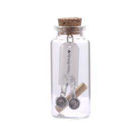 Giftset oorbellen in flesje "Happy Birthday"