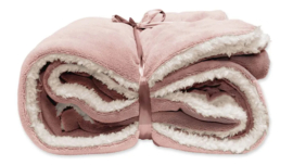 Lars plaid met zachte teddyvoering – oudroze en taupe