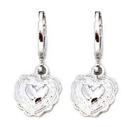 Oorbel charm  heart zilver