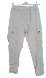 Stretch broek met zijzakken beige