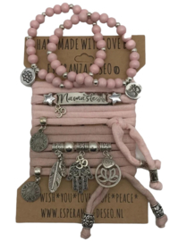 Set Namaste wikkelarmband roze