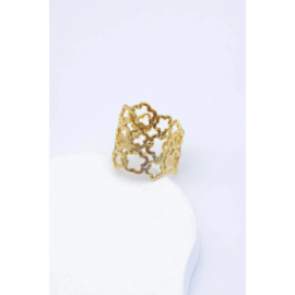 RVS Ring met Patroon  in goud- of zilverkleur