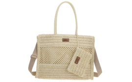 Menton geweven shopper met ritssluiting en extra etui