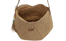 Sorrento geweven hobo schoudertas met bagcharm