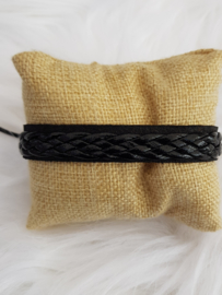 Herenarmband leer zwart