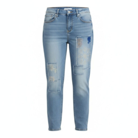 Karostar Jeans Straight Leg met Patches en Comfortabele Stretch