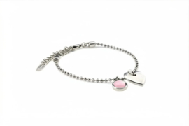 Moederdag Qoss sieraden set armband en ketting hartje zilverkleur cadeau