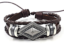 Herenarmband ruit zwart of bruin