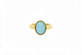 Qoss ring Door  Goudkleur Maat 17