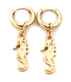 Oorbel charm seahorse gold
