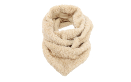 Nendaz driehoeksjaal met teddylook – taupe en naturel
