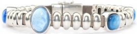 Qoss Armband Donja buffelleer zilverkleur magneetsluiting 4 settings