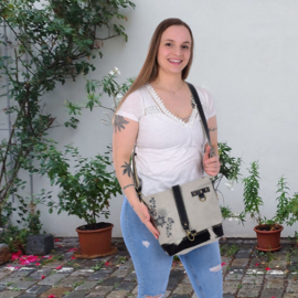 Sunsa Crossover Bag – vintage schoudertas met print
