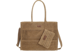 Menton geweven shopper met ritssluiting en extra etui