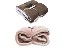 Lars plaid met zachte teddyvoering – oudroze en taupe