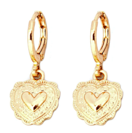 Oorbel charm heart gold