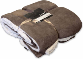 Lars plaid met zachte teddyvoering – oudroze en taupe