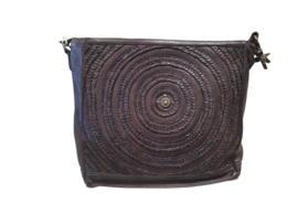 Leren schoudertas bruin – 2-in-1 met turquoise accenten - Boho