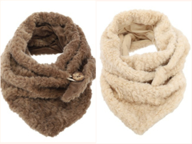 Nendaz driehoeksjaal met teddylook – taupe en naturel