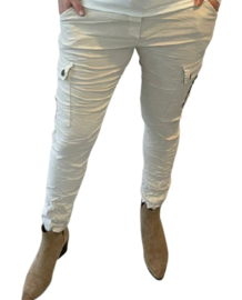 Stretch broek met zijzakken beige