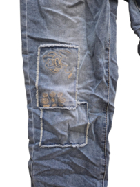 Karostar Jeans Straight Leg met Patches en Comfortabele Stretch