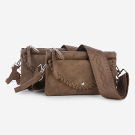 Schoudertas tessy Dubbele rits Gevlochten PU tas