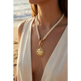 Koordketting met Zonhanger RVS met  Goudlaag  Boho & Waterproof