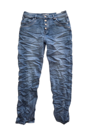 Karostar Soft Jeans Straight Leg met Strass Sierknopen en Comfort Stretch