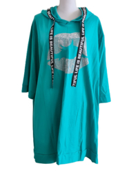 Hoodie trui/jurk mond aqua of zwart