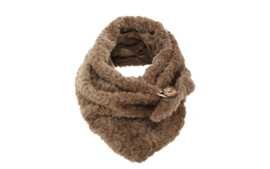 Nendaz driehoeksjaal met teddylook – taupe en naturel