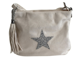 Tas met ster off white metallic